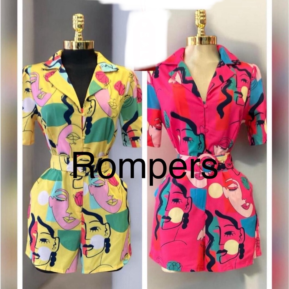 Colorful Graphic Print Rompers
